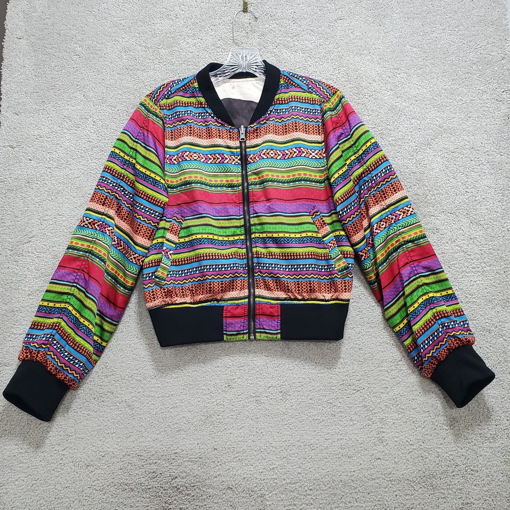 H&M Jacket Women's 10 Multicolor Aztec Reversible Geometric Fashion Against AIDS